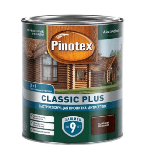 Пропитка декоративная для защиты древесины Pinotex Classic Plus 3 в 1 Палисандр 0,9л