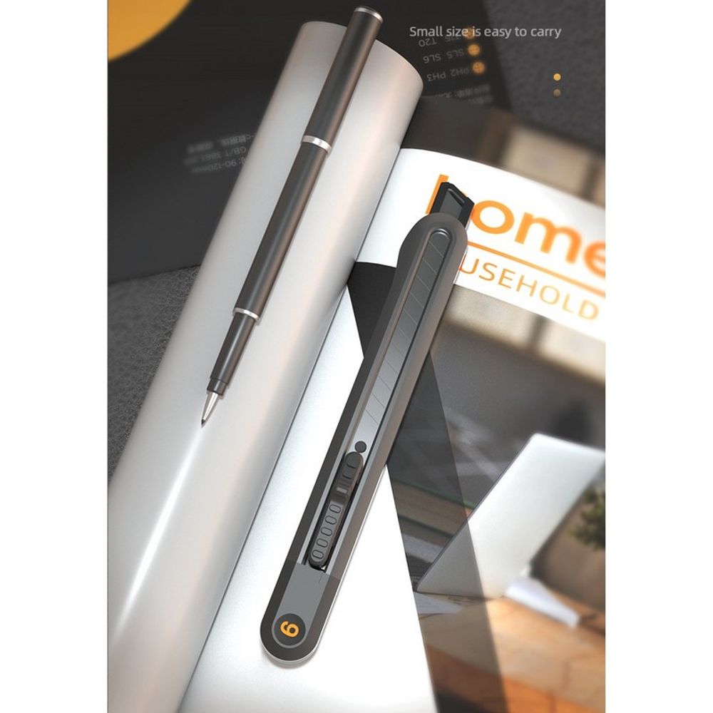 Нож технический 9 мм Home Series Black Deli HT4009 корпус из высококачественного софттач пластика