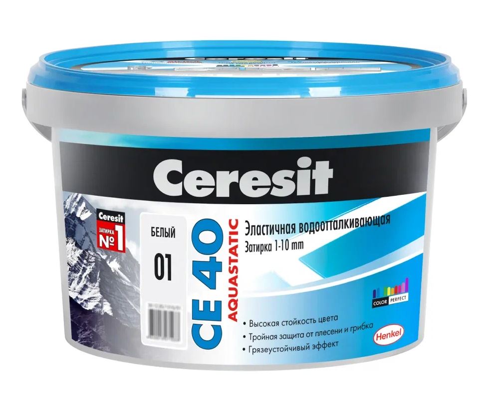 Затирка CE 40 Aquastatic "Белая 01" ЦЕРЕЗИТ ведро 2 кг