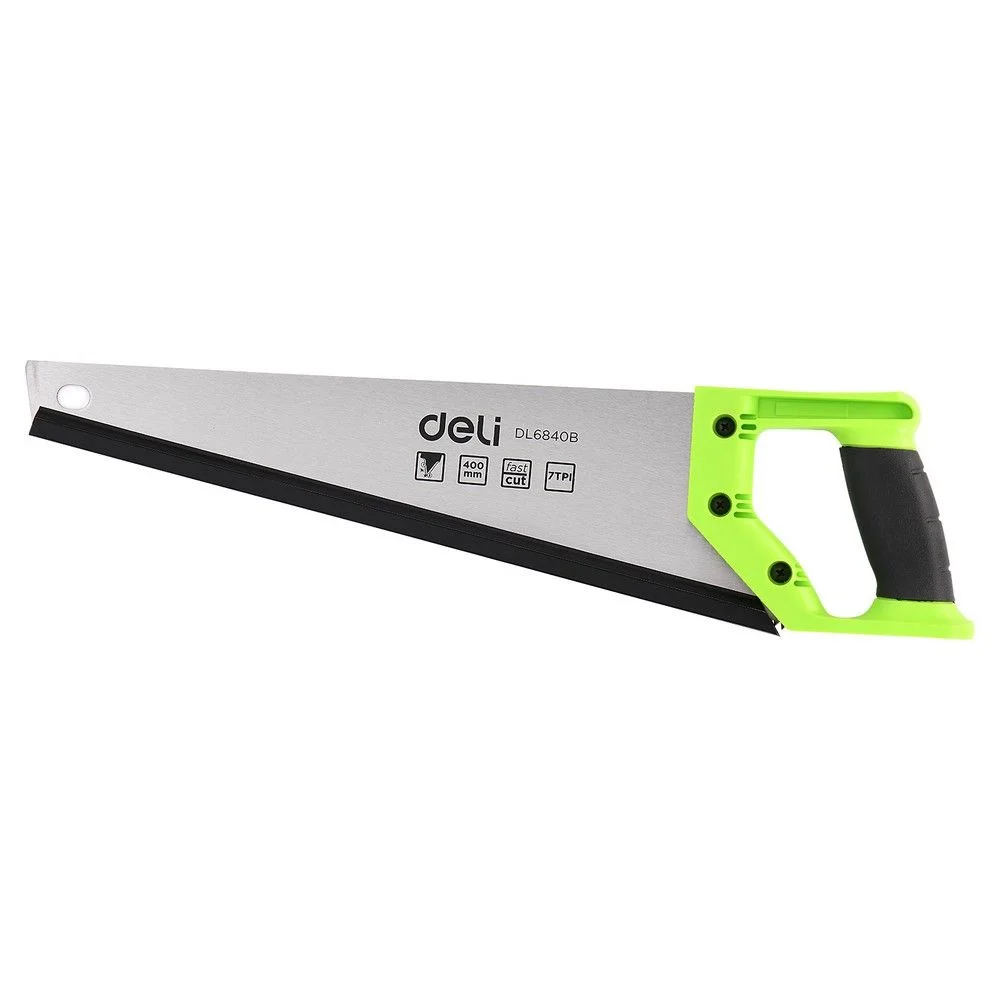 Ножовка по дереву 400 мм Deli DL6840B сталь 65Mn, 2D заточка