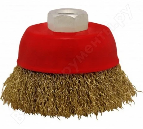 Щетка для УШМ 125 мм, М14, "чашка", латунированная витая проволока Matrix