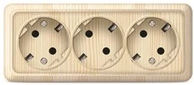 Розетка 3-м с/з ОП Олимп 16А IP20 UNIVersal 1173, сосна