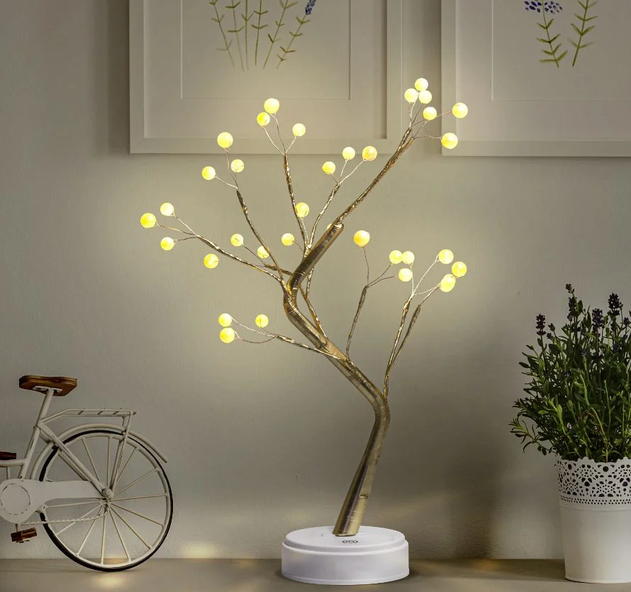 Светильник декоративный «Жемчужное дерево» ЭРА, тепл. бел. LED h=45см 3хАА IP20