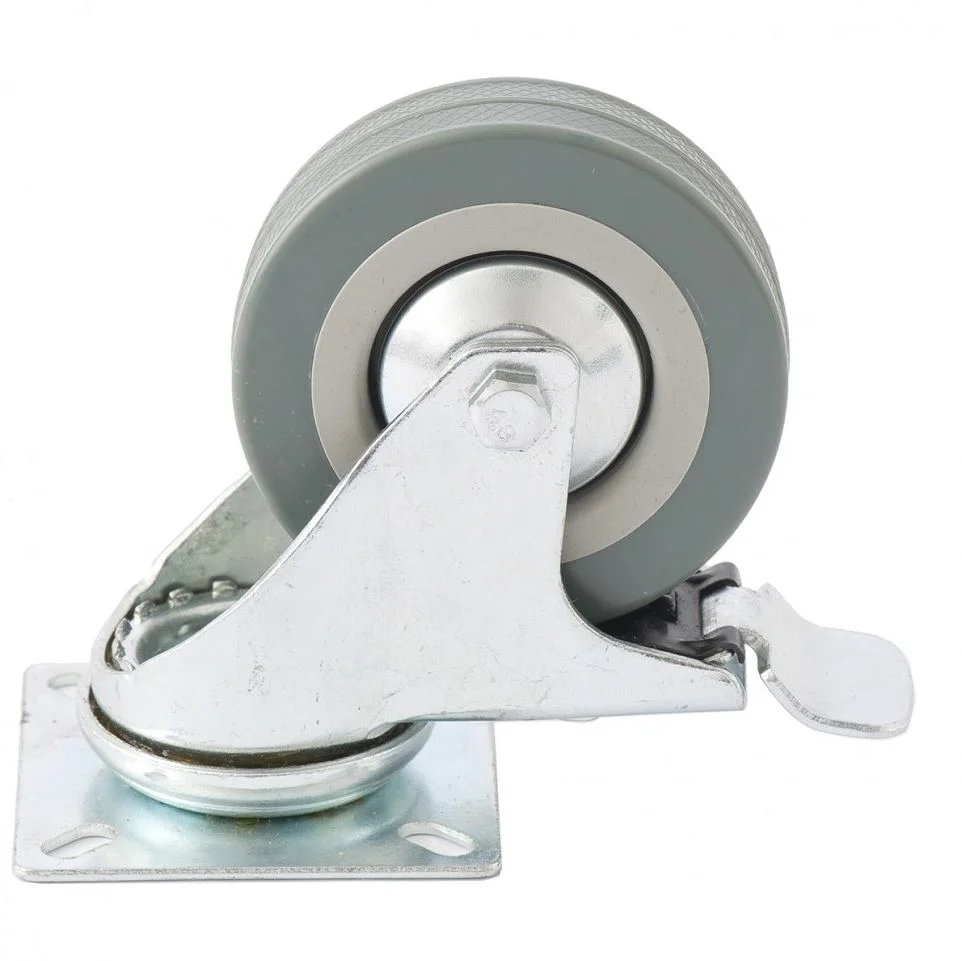 Колесо поворотное с тормозом D 75мм, крепление платформ. //Сибртех