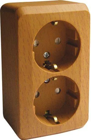 Розетка 2-м с/з, защ.шторки ОП Этюд Дача 16А IP20 250В SE PA16-008T, бук