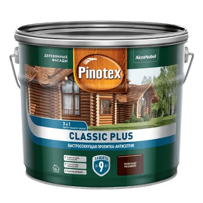 Пропитка декоративная для защиты древесины Pinotex Classic Plus 3 в 1 Палисандр 9л