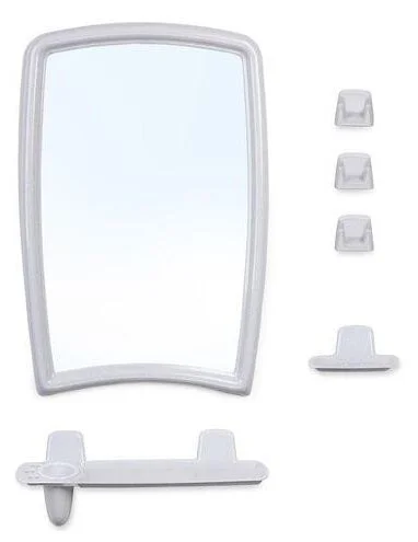 Зеркало Berossi 35х52см с полочкой, белый мрамор НВ 04604000