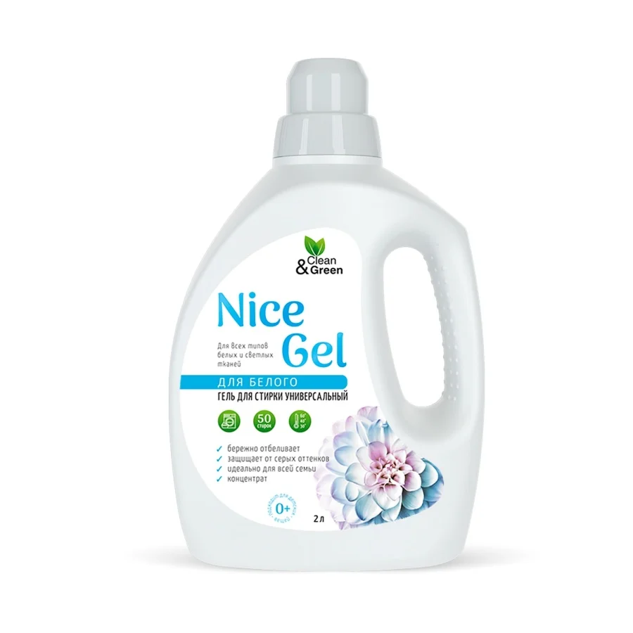 Гель для стирки Nice Gel, для белого белья, концентрат 2л, Clean&Green