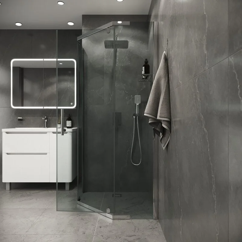 Душевое ограждение Niagara Eco NG-1009-14D 90х90х190 трапеция, распашное, стекло прозрачное, хром