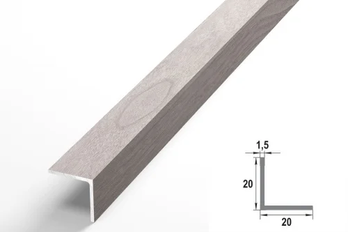 Уголок алюминиевый ясень белый 20*20*1,5мм (Уп 06-27.2700.5106) 2,7м