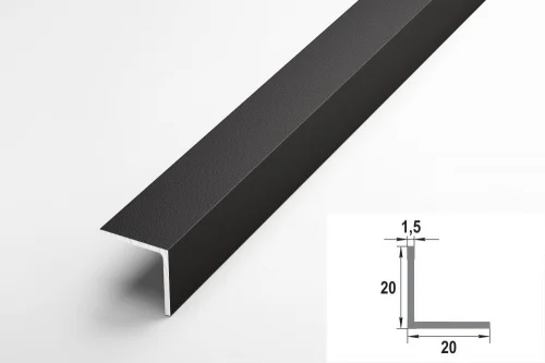 Уголок алюминиевый черный 20*20*1,5мм (Уп 06-27.2700.515) 2,7м