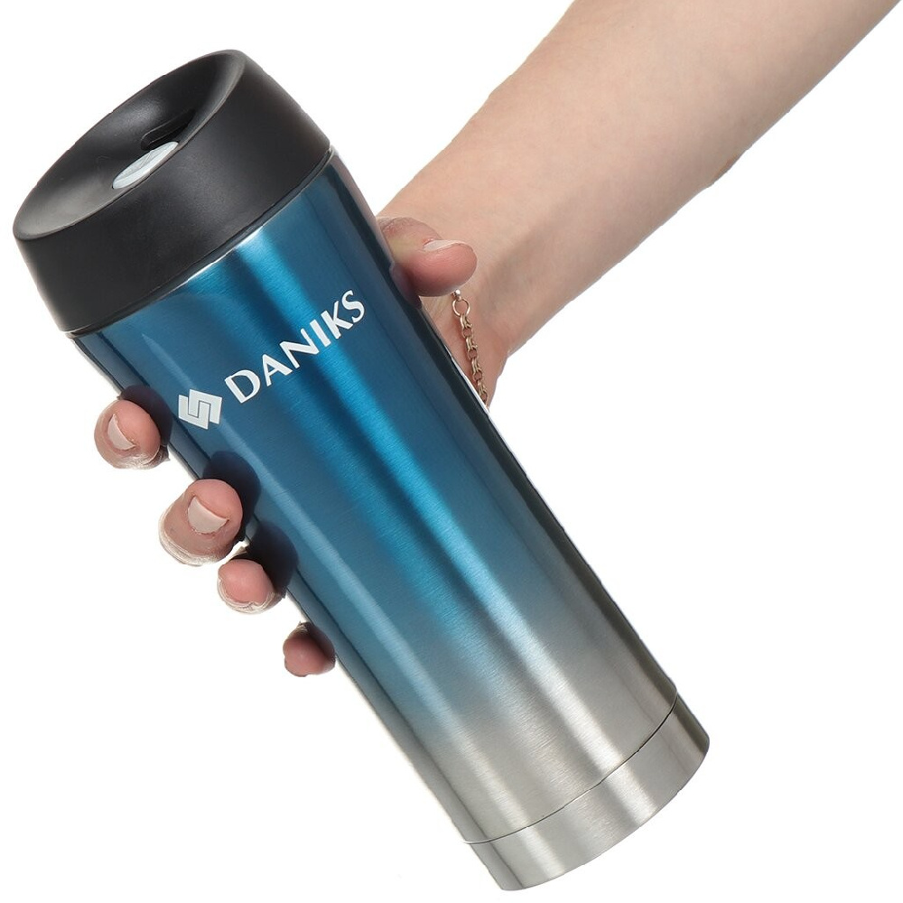 Термокружка Daniks SL-NT015-met-d.blue, нерж.сталь, синий металлик  0,45 л