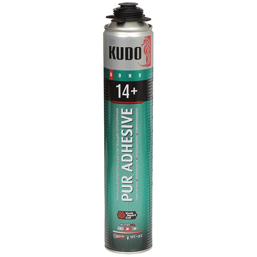 Клей-пена монтажная KUDO PUR ADHESIVE PROFF 14+ для теплоизоляции  1л