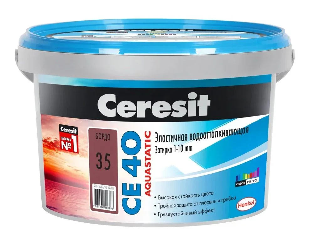 Затирка CE 40 Aquastatic "Бордо 35" ЦЕРЕЗИТ ведро 2 кг