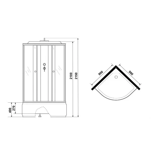 Душевая кабина Niagara Promo P90/40/MT 90х90х215 см, белый
