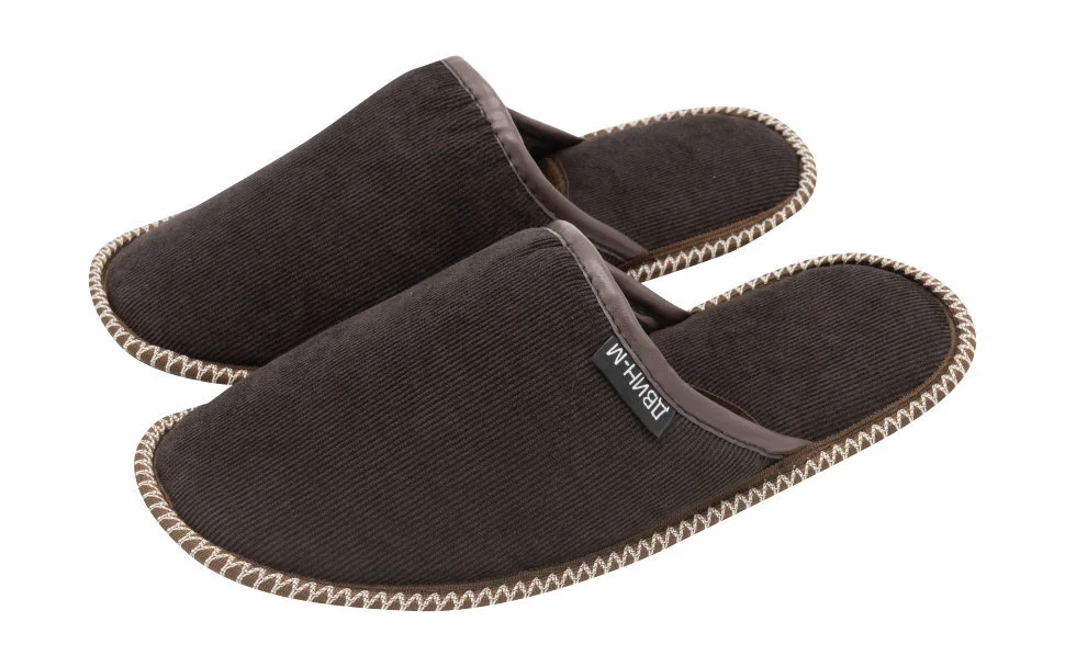 Тапочки мужские, размер 41-45, текстиль, коричневый