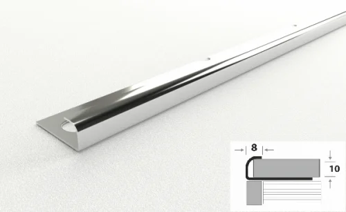 Профиль для плитки наружный 10мм полированная нерж. сталь ПК 13-10НСП.2700.001