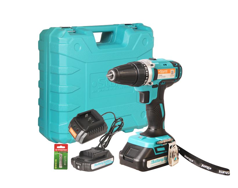 Шуруповерт аккумуляторный CD3620 Sturm! 20 В, 1BatterySystem, 2 акк., 2,0 Ач, кейс