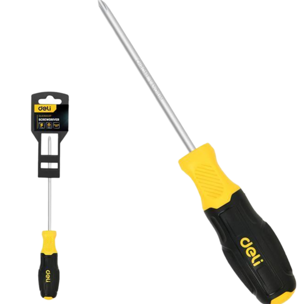 Отвертка PZ3x150 мм Pozidriv Deli DL631003P сталь Cr-V, двухкомпонентная прорезиненная рукоять