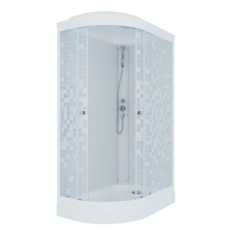 Душевая Кабина "КОРАЛЛ" 120*80 правая, низкий поддон (А), белый, Мозаика
