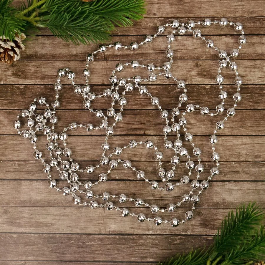 Бусы на елку 10 м, d 10 мм, серебро арт 722821