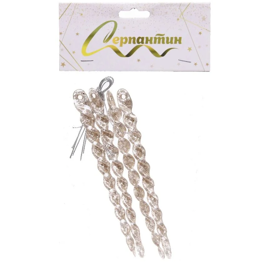 Елочная игрушка Сверкающая сосулька 13 см 4 шт, золото