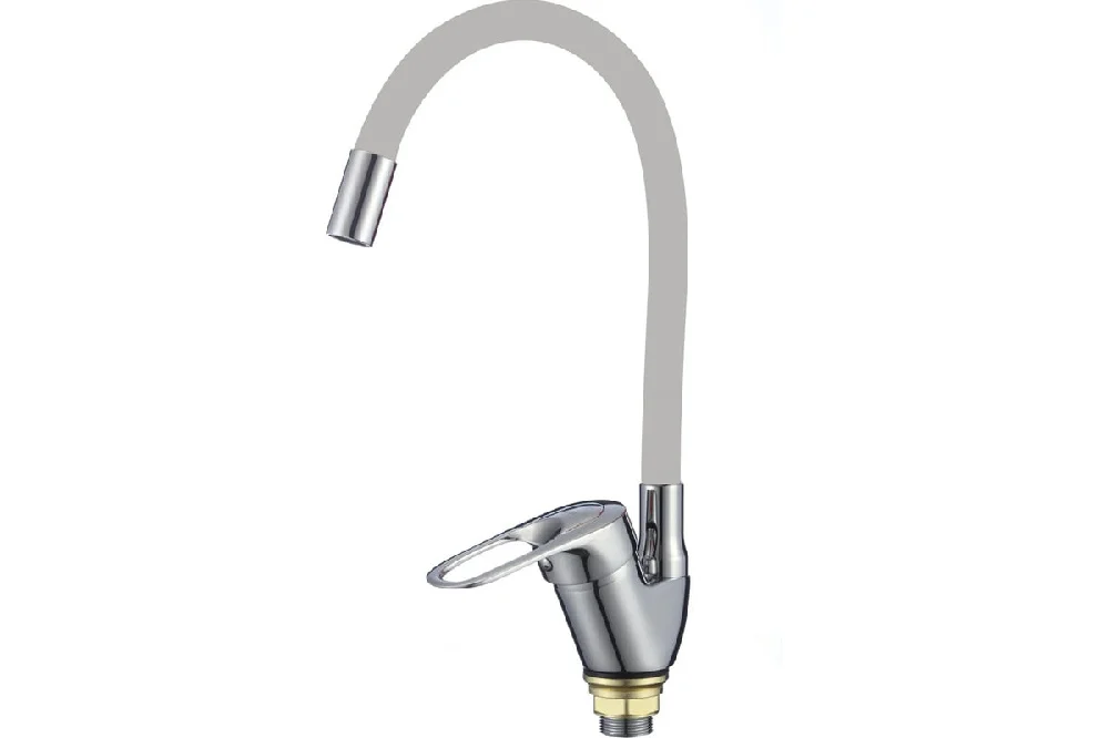 Смеситель для кухни Fmark FM4104-04, гибкий излив, серый, хром