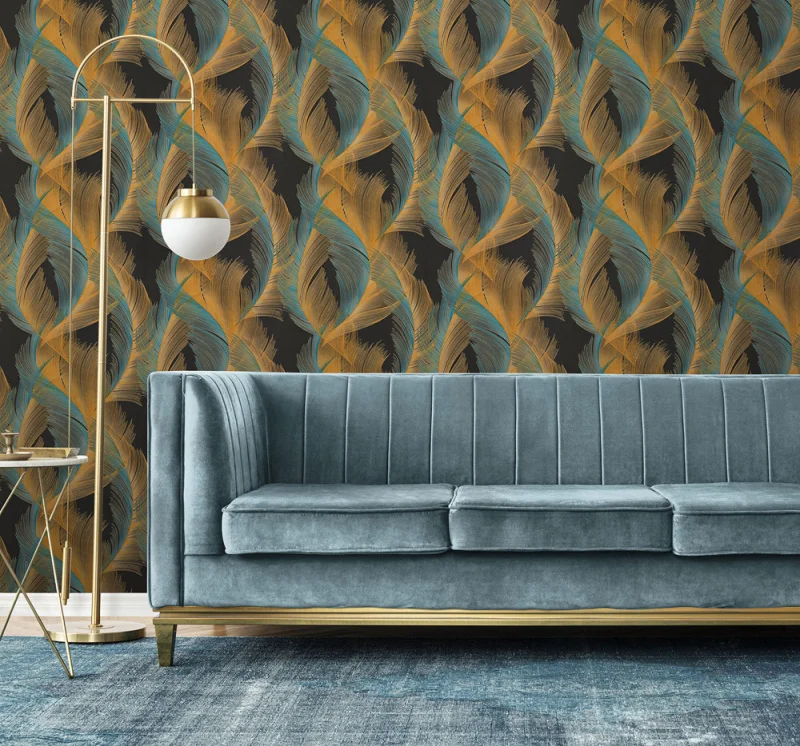 Обои Евро Декор Phoenix виниловые на флизелиновой основе 1,06*10,05 м, перья 7216-22 (6)