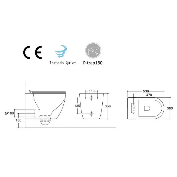 Унитаз подвесной безободковый HOLLER FLOW_MB (530*360*350мм, сиденье с микролифтом) черный матовый