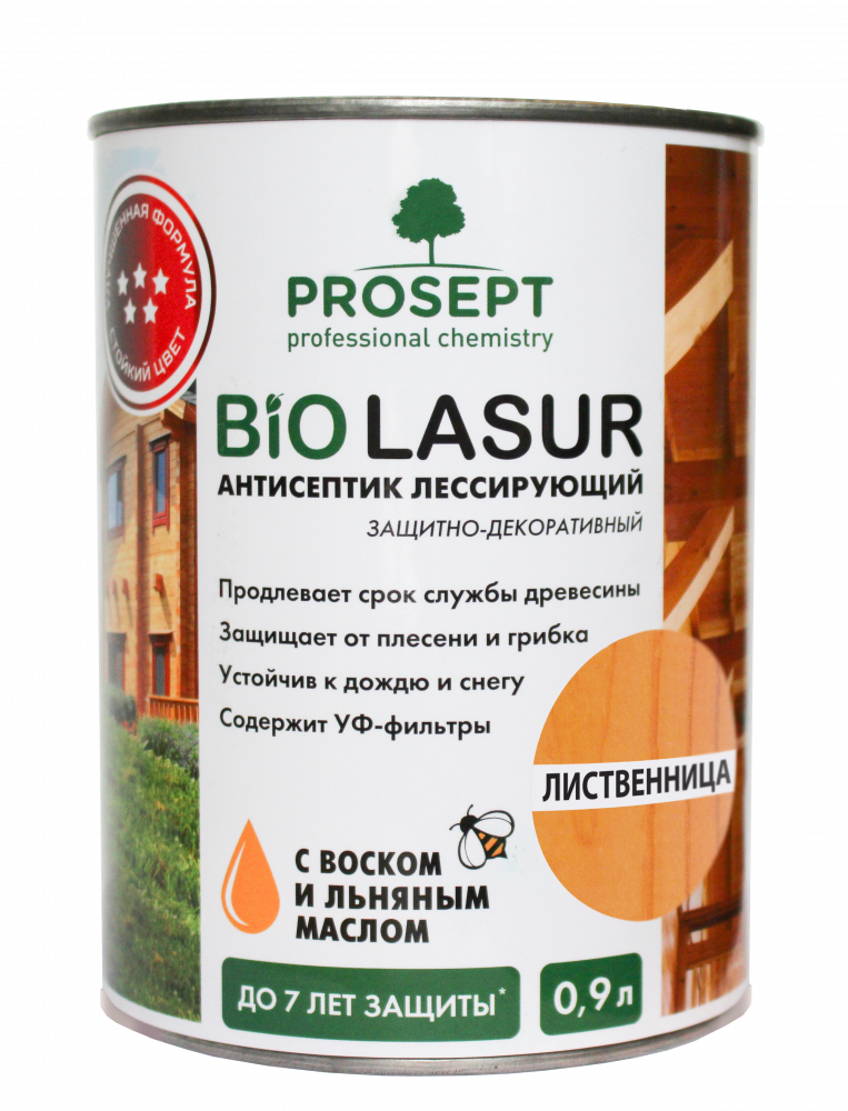 Пропитка защитно-декоративная PROSEPT BiO LASUR, Лиственница  0,9л
