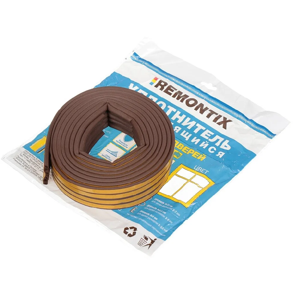 Уплотнитель резиновый Remontix D коричневый 9*7,5 мм, 6 м