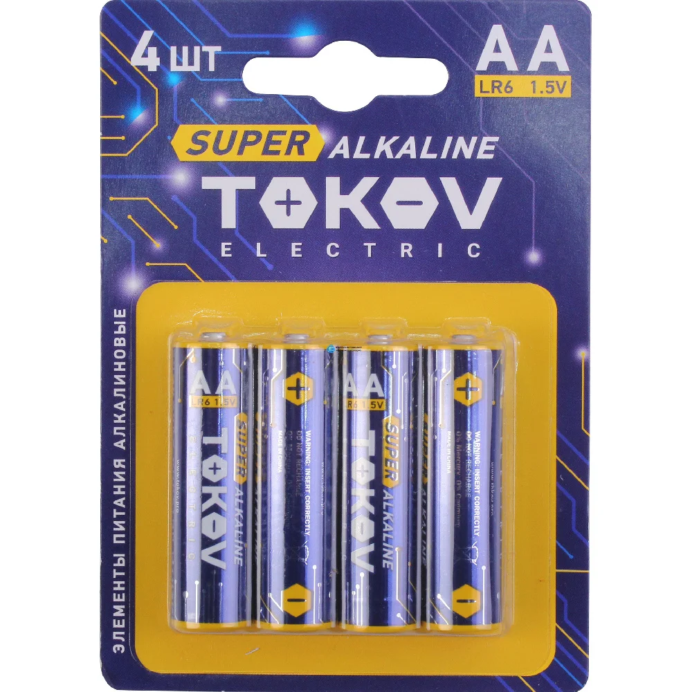 Батарейка алкалиновая TOKOV ELECTRIC TKE-ALS-LR6/B4 тип АА, 4шт.
