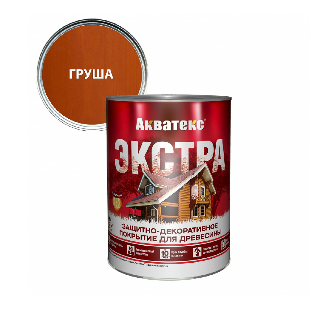 Акватекс Экстра защитно-декоративное покрытие для древесины, Груша 0,8 л