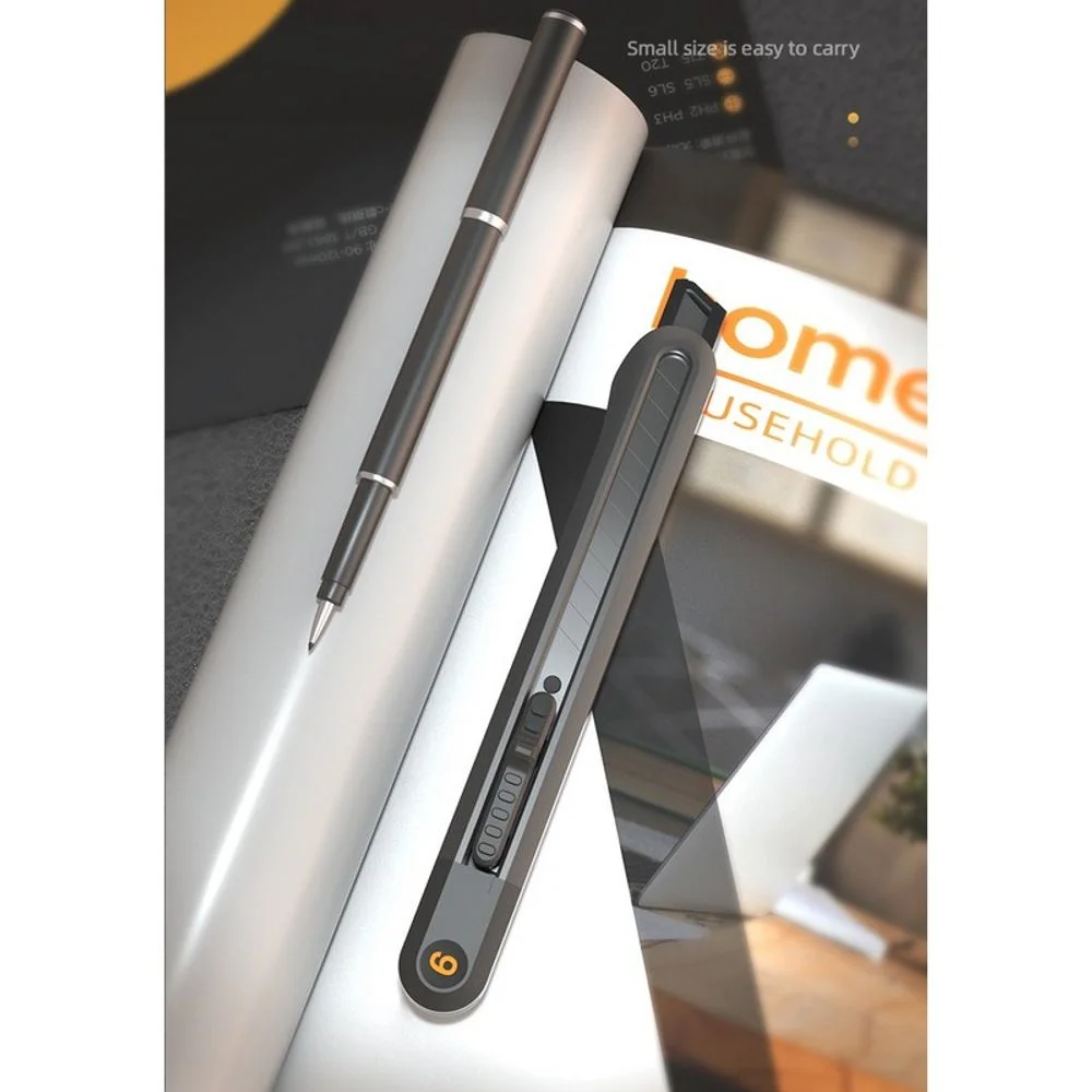Нож технический 9 мм Home Series Black Deli HT4009 корпус из высококачественного софттач пластика