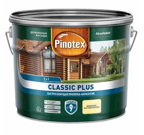 Пропитка декоративная для защиты древесины Pinotex Classic Plus 3 в 1 база CLR 2,5л