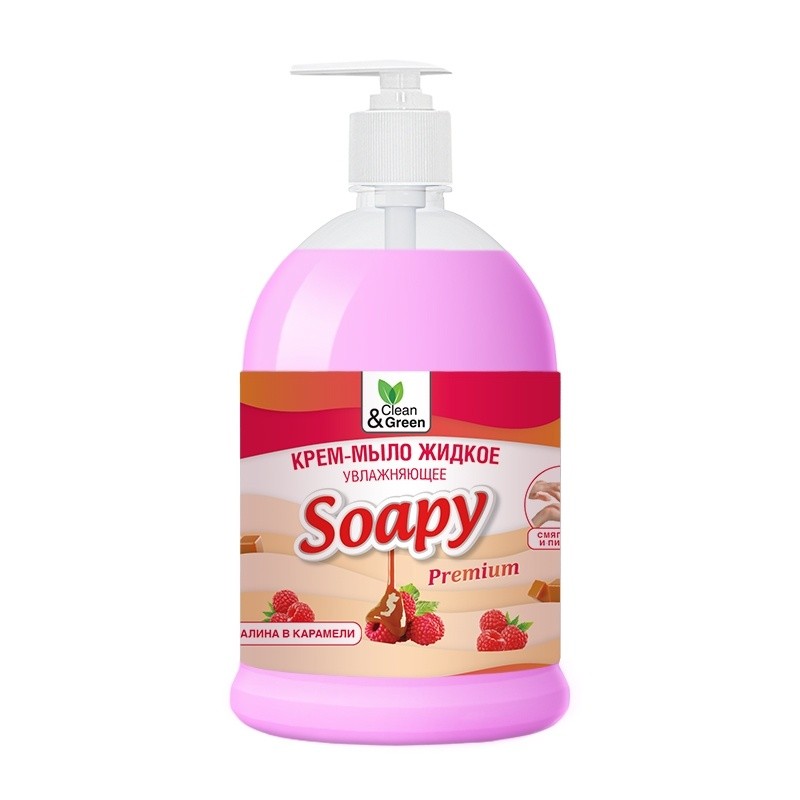 Жидкое мыло "Soapy" Clean&Green "малина в карамели" увлажняющее 500мл