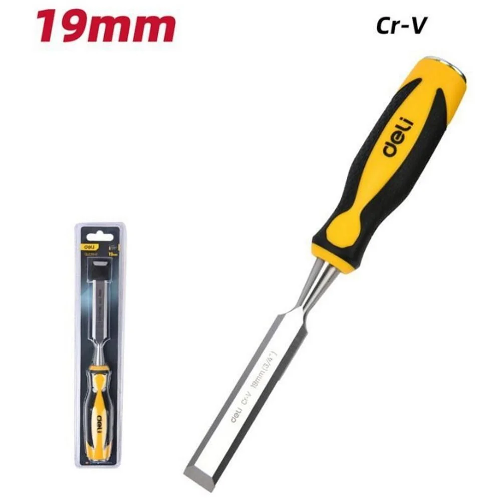 Стамеска плоская 19х140 мм Deli DL6219-E1 CrV, прорезиненная рукоять