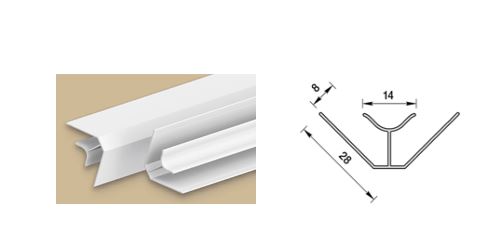 Угол внутренний для панелей 8мм 3,0м "Идеал Ламини", 001 Белый