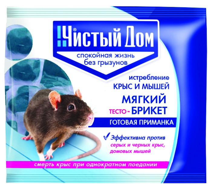 Средство от крыс и мышей Чистый дом, тесто-брикет, 100 г