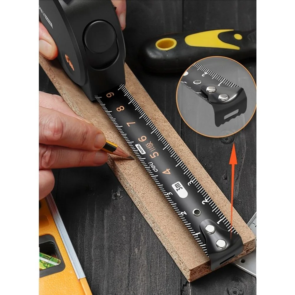 Рулетка 3 м х 16 мм Home Series Black Deli HT8316 софттач пластик