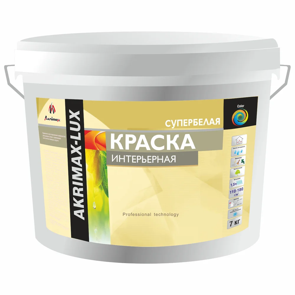 Краска интерьерная Akrimax-Lux супербелая 15 кг