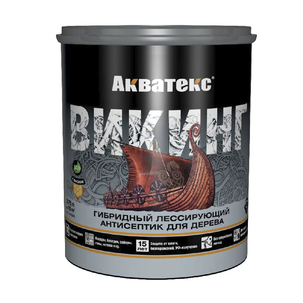 Пропитка Акватекс Викинг лессирующая, полуматовая  0,75 л, белый