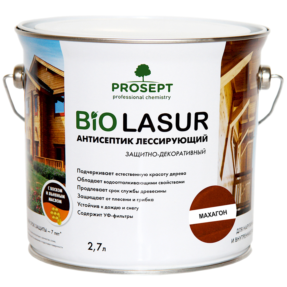 Пропитка защитно-декоративная PROSEPT BiO LASUR, Махагон  2,7л