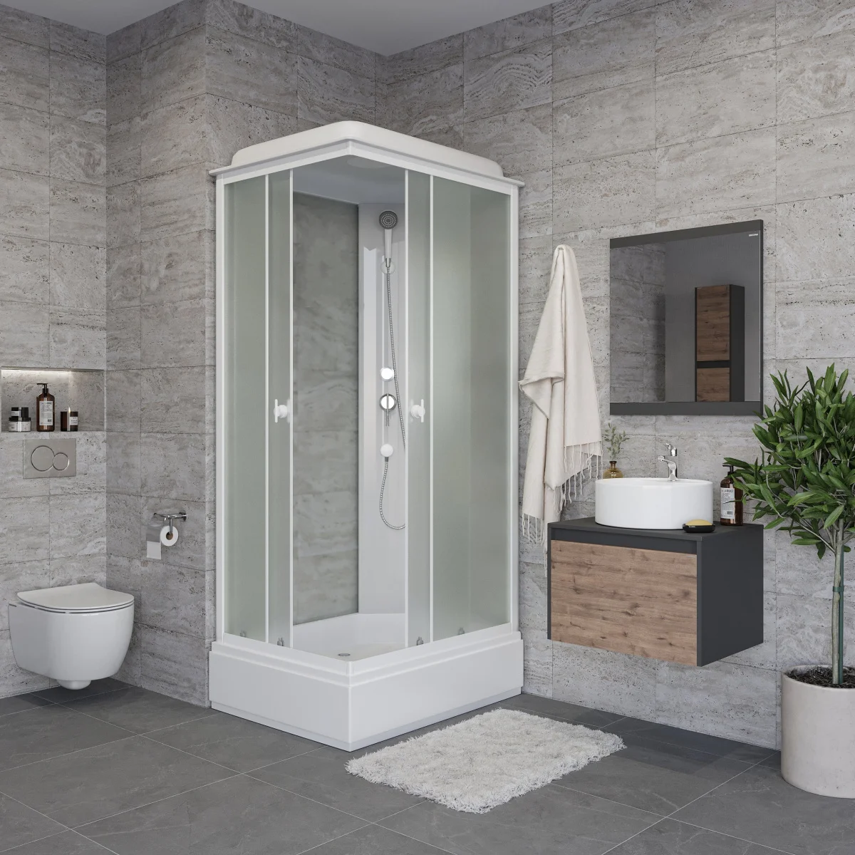 Душевая кабина Niagara Promo P100/80/26Q/MT 100х80х215 см, белый