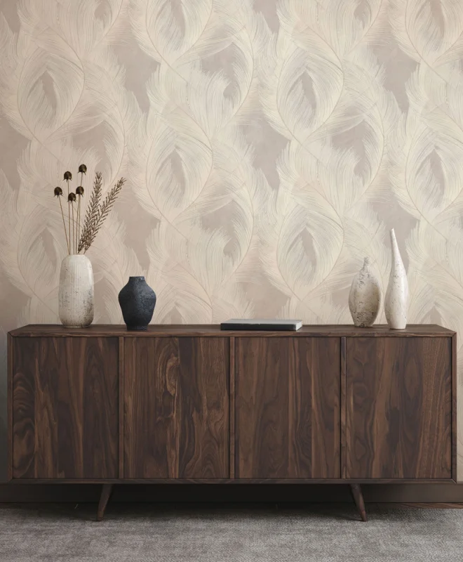 Обои Евро Декор Phoenix виниловые на флизелиновой основе 1,06*10,05 м, перья бежевый 7216-01 (6)