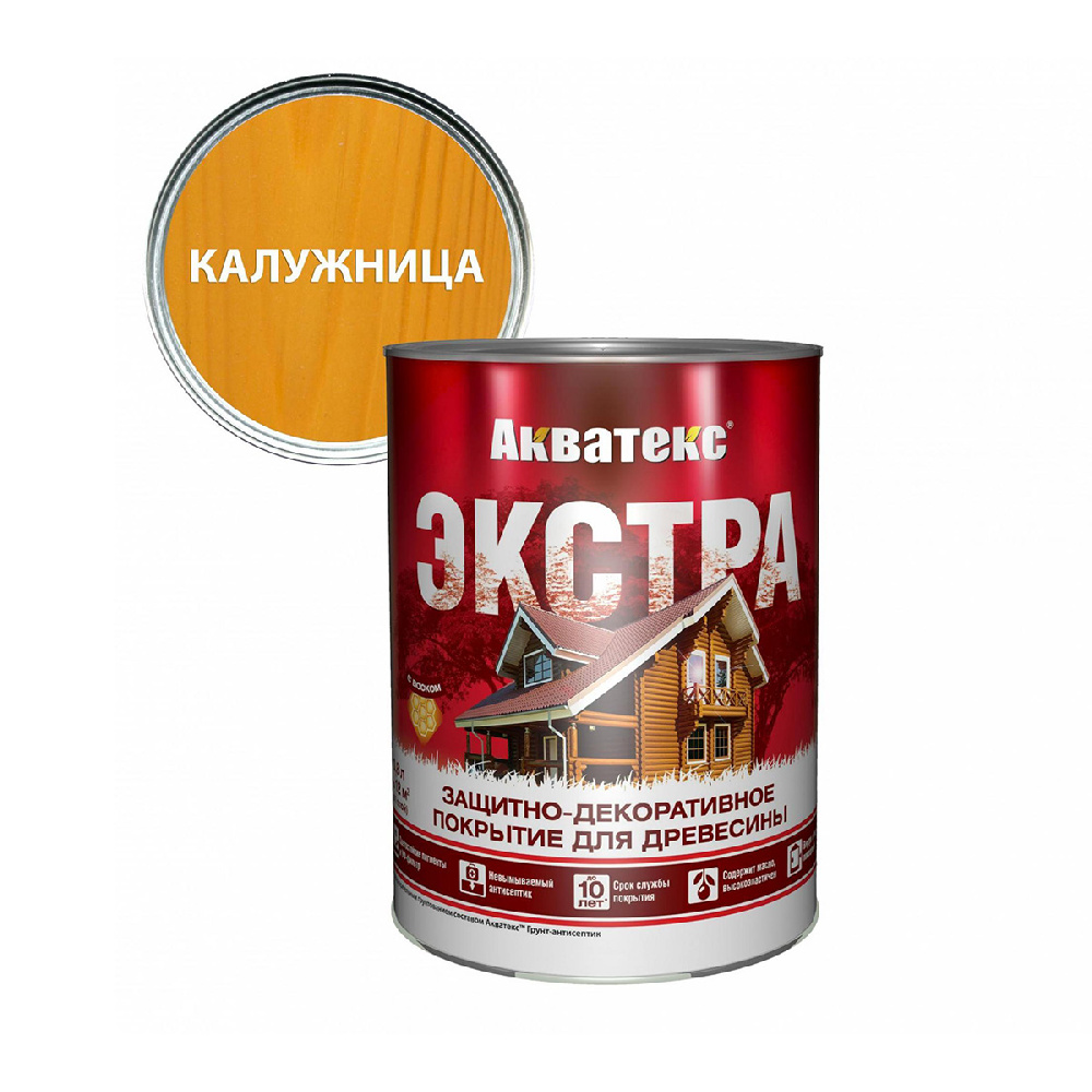 Акватекс Экстра защитно-декоративное покрытие для древесины, Калужница 0,8 л