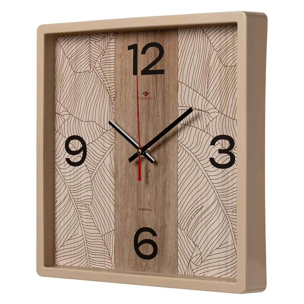 Часы настенные квадрат 30х30 см Арабеска Рубин, бежевый