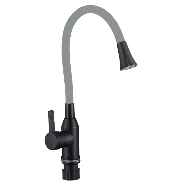 Смеситель для кухни Fmark FS8277A-04 гибкий излив, черный/серый