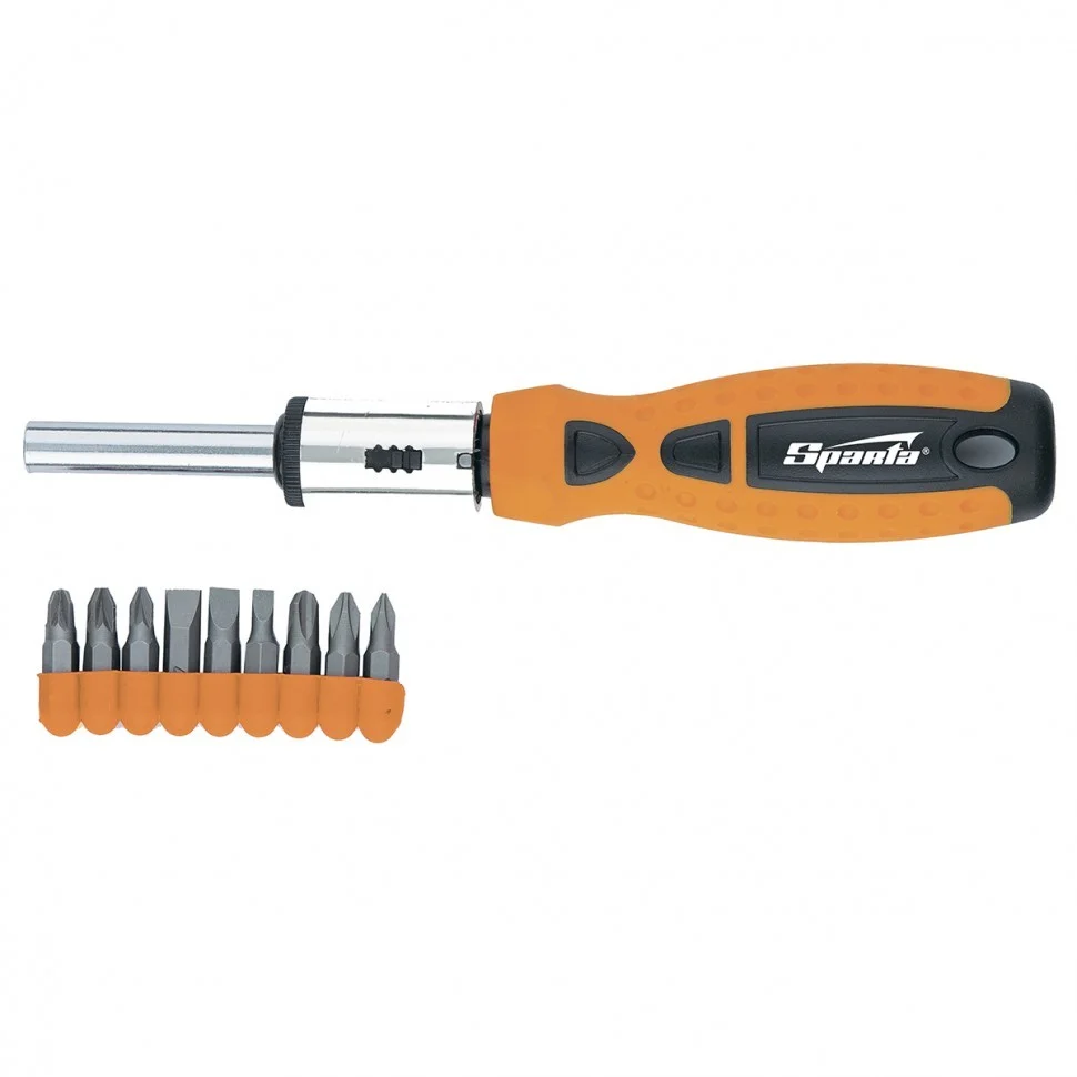 Отвертка реверсивная, набор бит 10 шт//Sparta