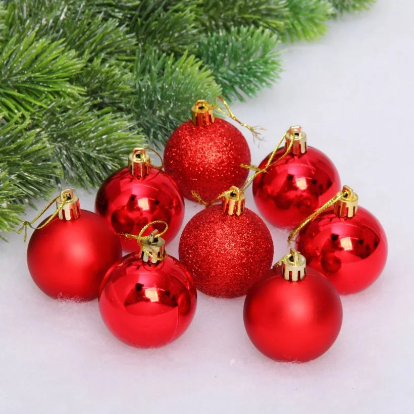 Набор шаров Микс фактур d 5 см 24 шт, красный